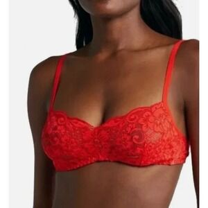 Free People We Are HAH Lace Hook Up Bra Underwire Red B 30-38 Sexy Feminine NWT